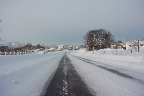 凍った道路