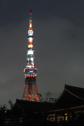 増上寺ごしに見える東京タワー